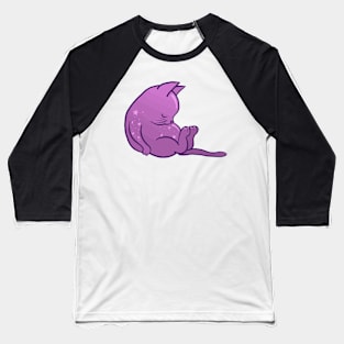 Sleeping Kitty - Purple Stars Baseball T-Shirt